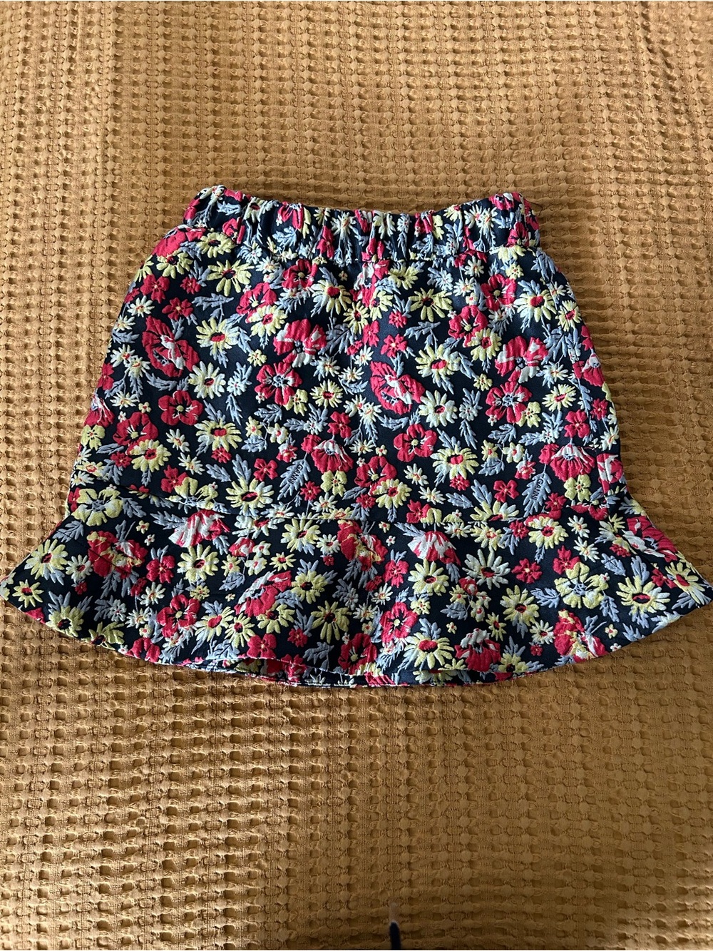 NWT Ganni 3D Jacquard Floral Mini Skirt in Meadow Black